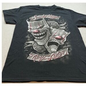 DGA Homies Smile Now Cry Later Graphic T-Shirt Medium Black Cotton Streetwear